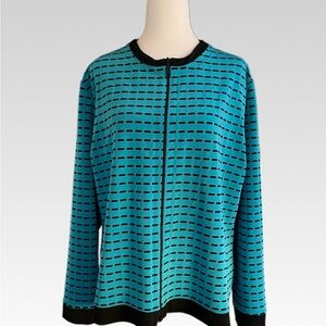 Chico's Black and Blue Zip-Up Top